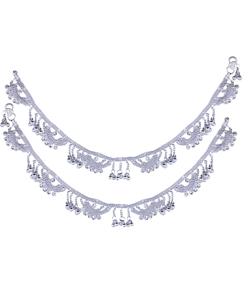 VIVASTRI Silver Anklets ( Pack of 2 ) view 2