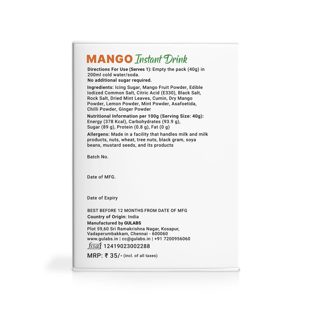 Mango Instant Drink, 40 gm view 2