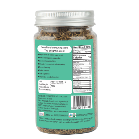 Praakritik Organic Jeera Whole 100 G view 2