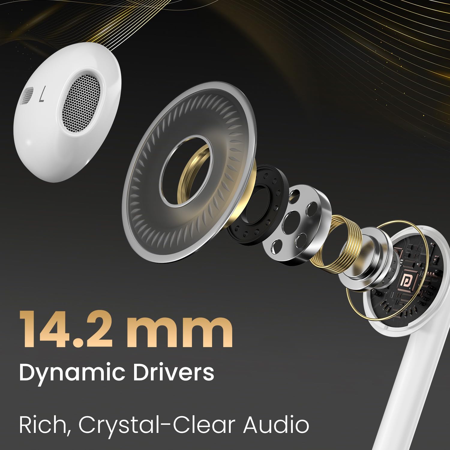 Portronics Conch Theta C in Ear Type C Wired Earphones with in Line HD Mic, Powerful Audio, 14.2mm Driver, Unique Earbuds Design, TPE Anti Tangle Wire, in line Controls, Wide Compatibility(White) view 2