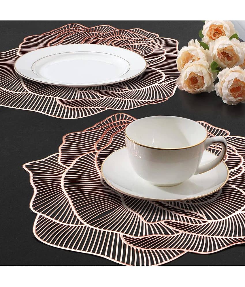 PVC Floral Round Table Mats (38 cm x 38 cm) Pack of 2 - Silver view 2
