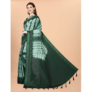 Green Colour Chinon Silk saree With Blouse Piece And Jhalar view 2