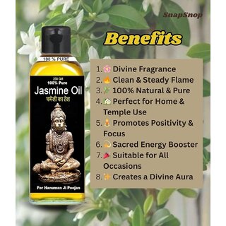 (Pack of 3) SnapSnop 250ML Jasmin Oil (chameli ka tel) for Hanuman Pooja, Rituals, and Spiritual Worship Use. view 2