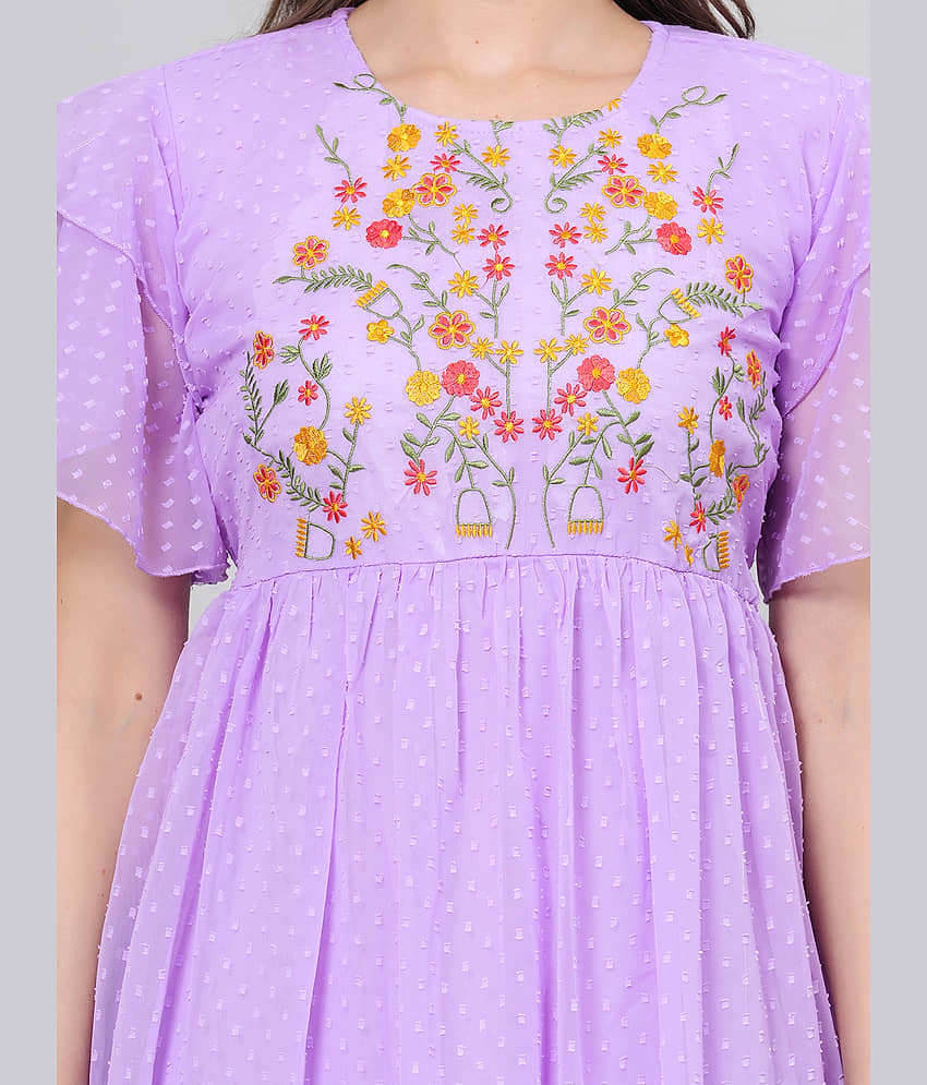 JC4U Women Crepe Printed Fit & Flare Dress ( Pink ) view 2