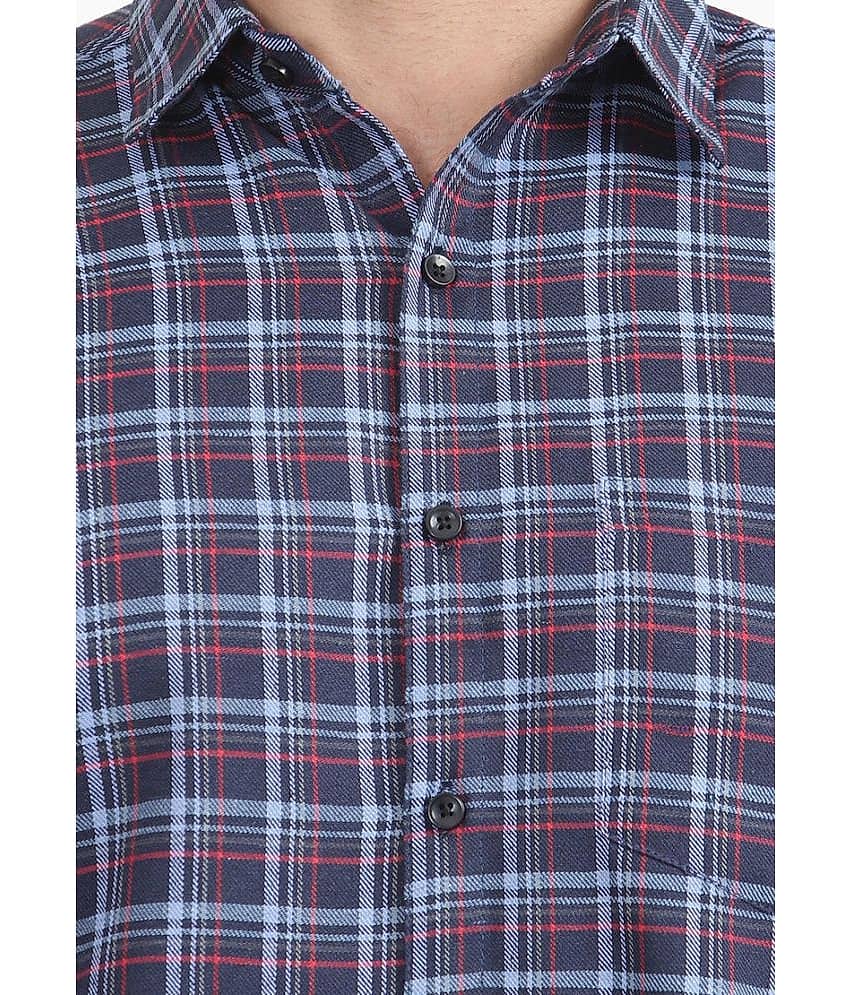 TrendiVastra Cotton Blend Slim Fit Checks Full Sleeves Men's Casual Shirt - White ( Pack of 1 ) view 2