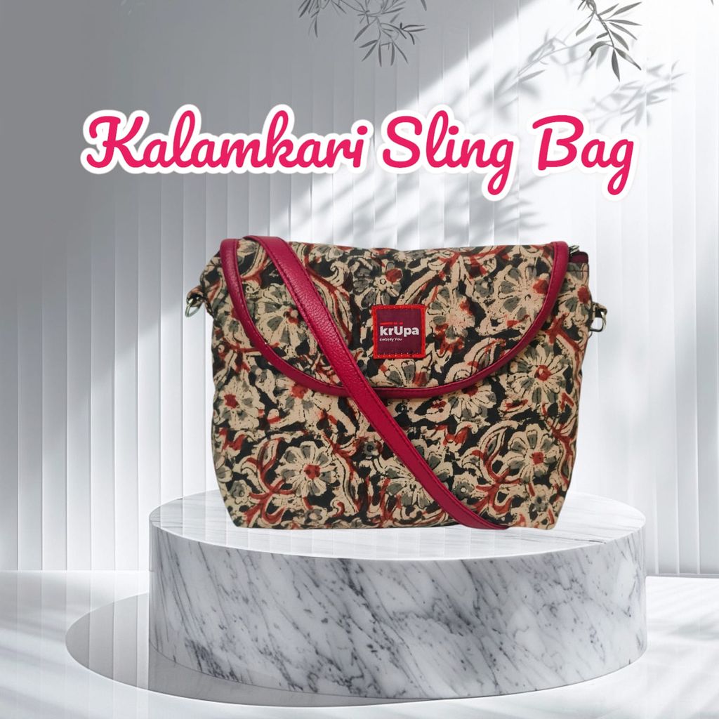 Handcrafted Crossbody Bag with Vibrant Floral Print and Adjustable Strap