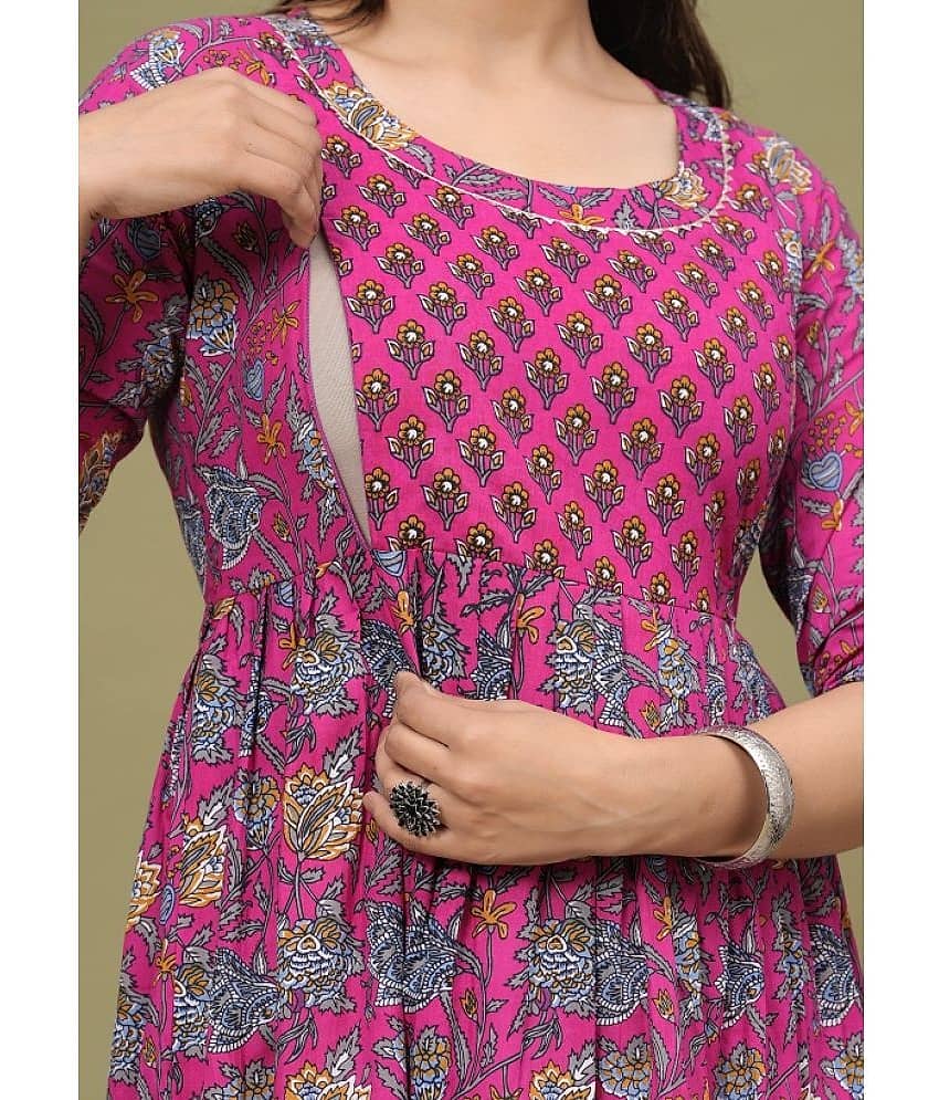 Nevisha Style Pink Cotton Maternity Kurta Single view 2