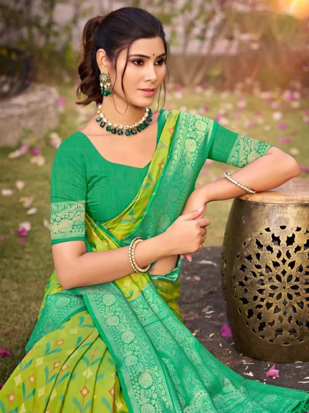 Light Green Silk Saree view 2
