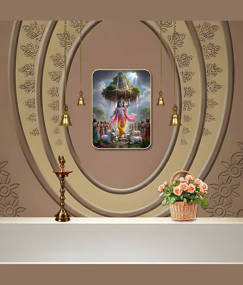 Livin'luxe Lord Krishna Govardhan Leela MDF Wall Art with Table Top Stand & Wall Hanging view 2