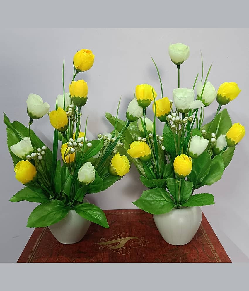 BAARIG - Yellow Rose Artificial Flower ( Pack of 2 ) view 2
