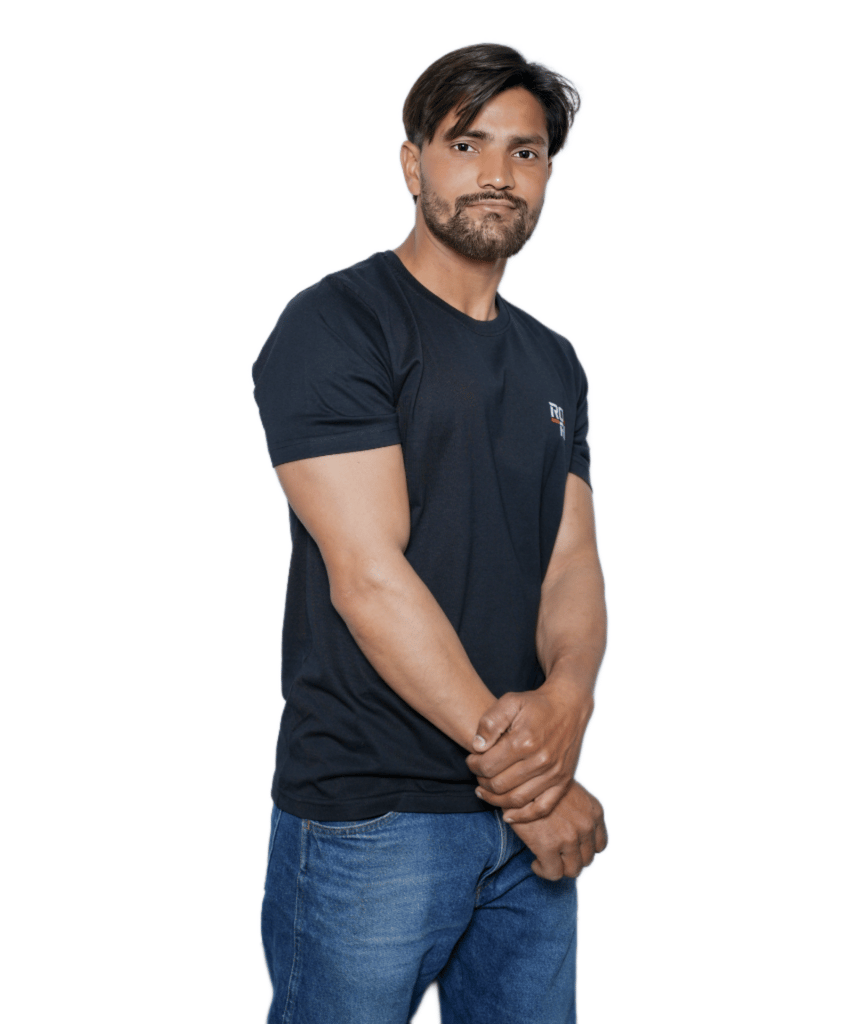 Premium Cotton Men's Classic Series Round Neck Half Sleeve T-Shirt by Rori | Solid Color | Made in India view 2