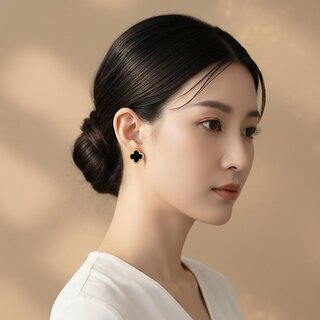 Clover Stud Earring (Black) view 2