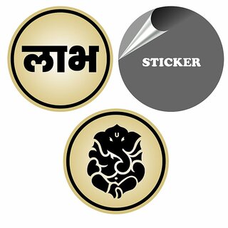 Sarvatr Acrylic Shubh Labh Ganesha Stickers for Door/Temple Decoration (Pack of 1)(Gold)(3inch X 3 Sticker) view 2
