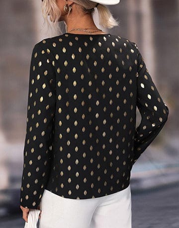 Chic Gold Polka Dot Blouse for Women for Dressy or Casual Wear view 2