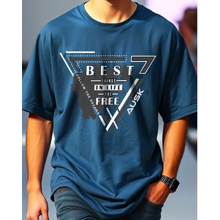 AUSK Mens Casual Graphic Print Cotton Blend Teal Blue & Black Summer wear Co-ords set of T-Shirt & Trakpant view 2
