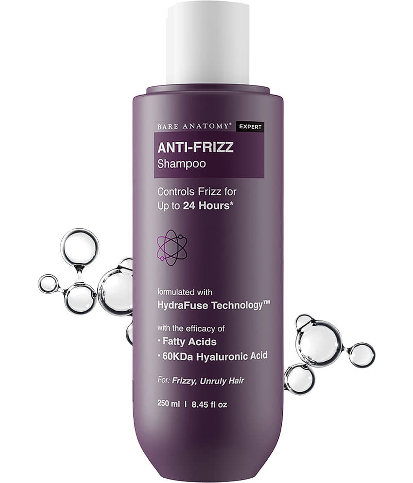 Bare Anatomy Anti Frizz Shampoo for Smooth, Shiny Hair with Hyaluronic Acid for Women & Men, 250 ml