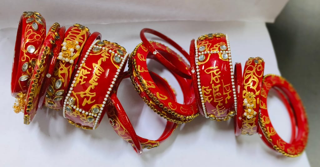 Red & Gold Embellished Bangles