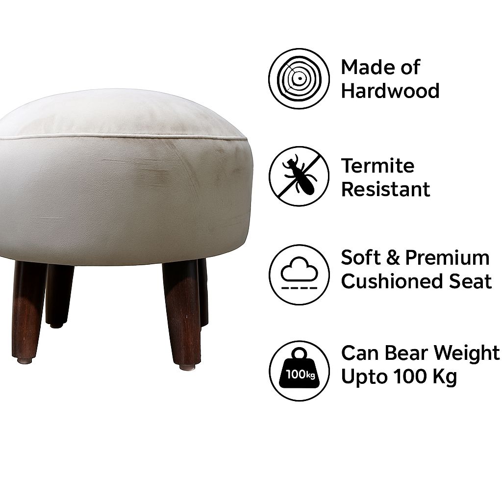 Sinecraft Creations 40 Cm Ottoman Stool/Footstoool for Living Room (Almond Color) view 2