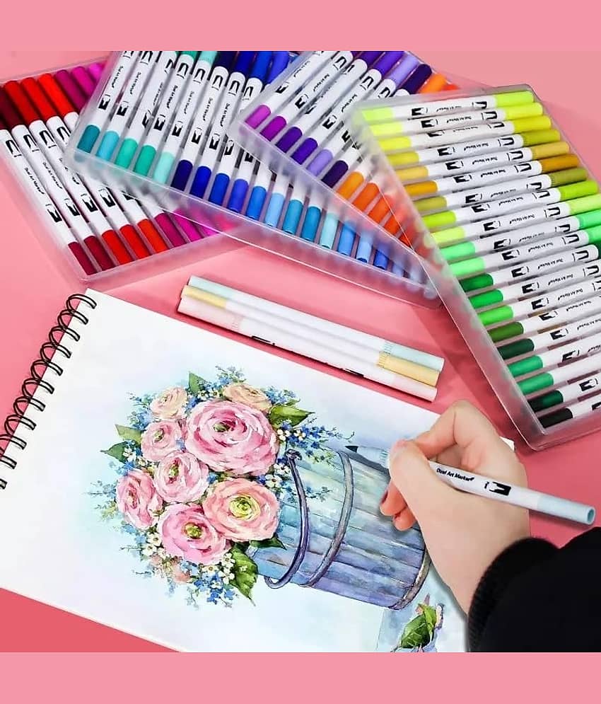 Art Markers Dual Tips Coloring Brush Fineliner Color Water Based Marker Pens Set for Calligraphy Drawing Sketching Bullet Journal (12) view 2