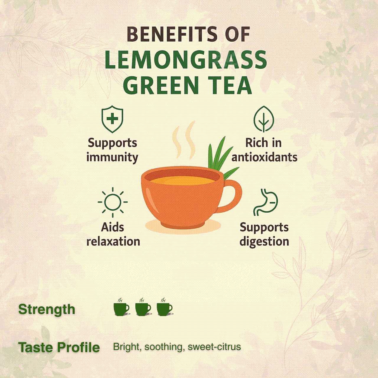 Brewora Lemon Grass Green Tea Pouch - 100g view 2
