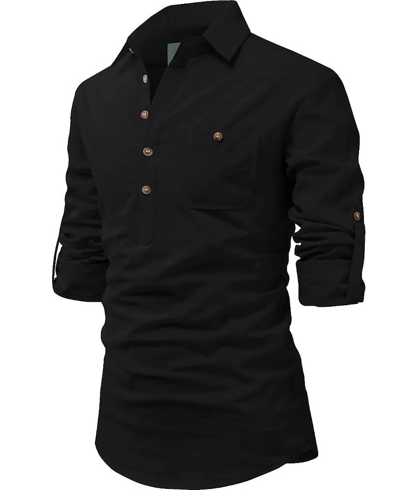 TrendiVastra Pink Cotton Blend Men's Shirt Style Kurta ( Pack of 1 ) view 2