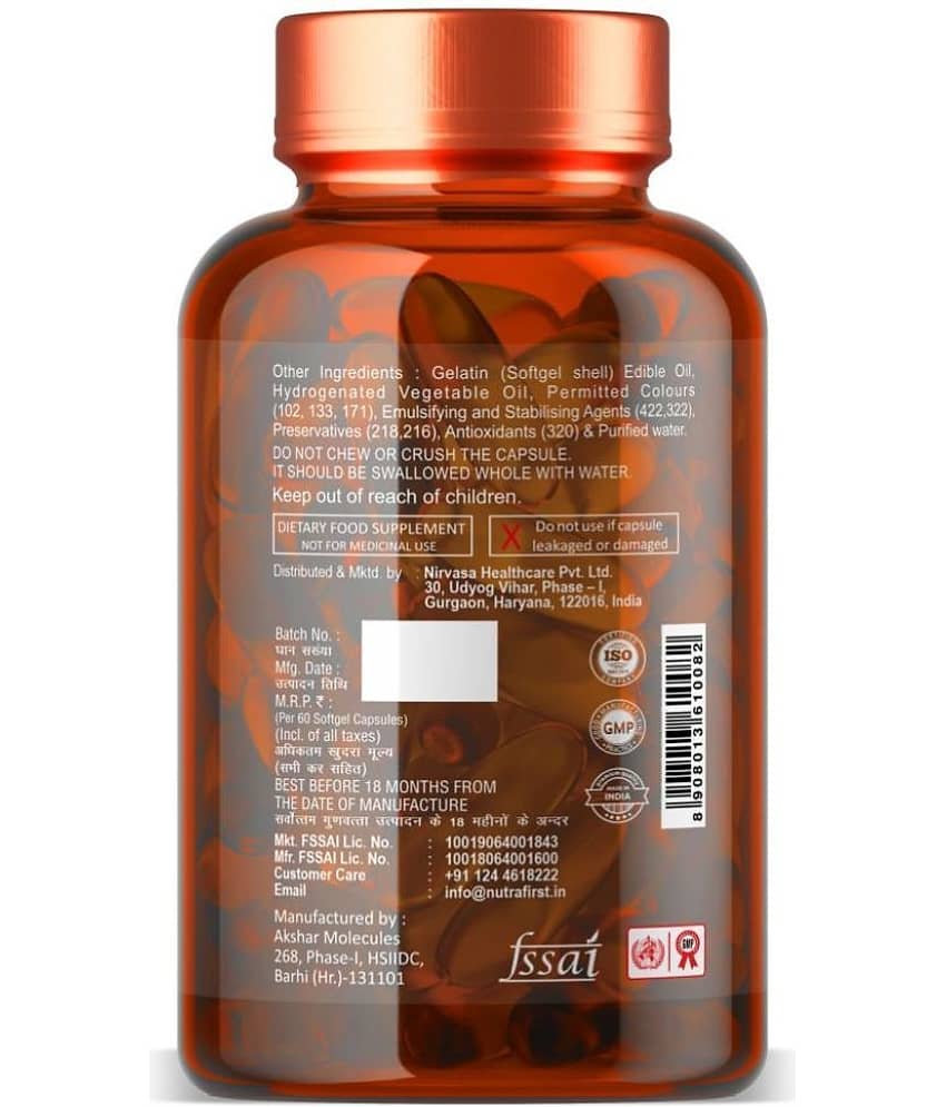 NutraFirst Salmon Fish Oil Softgel Capsule,for Healthy Heart,Brain&Eyes,enriched with Fish Oil 1000mg,EPA 180 mg &DHA 120 mg(2 X 120 Softgel Capsules) view 2