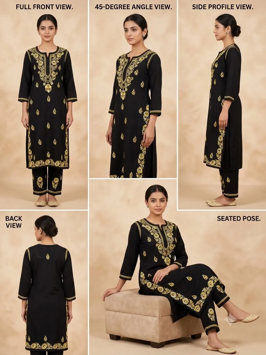 Premium Dual Shade Heavy Rayon Kurti with Work view 2