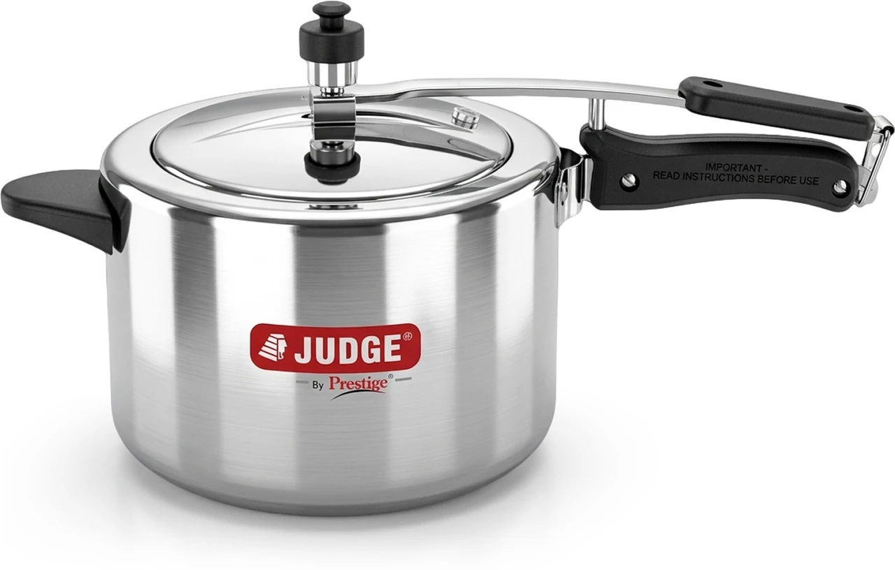 Judge By Prestige ACE Induction Base|Long Lasting Pressure Regulator|Easy Grip handle 5 L Induction Bottom Pressure Cooker (Stainless Steel)