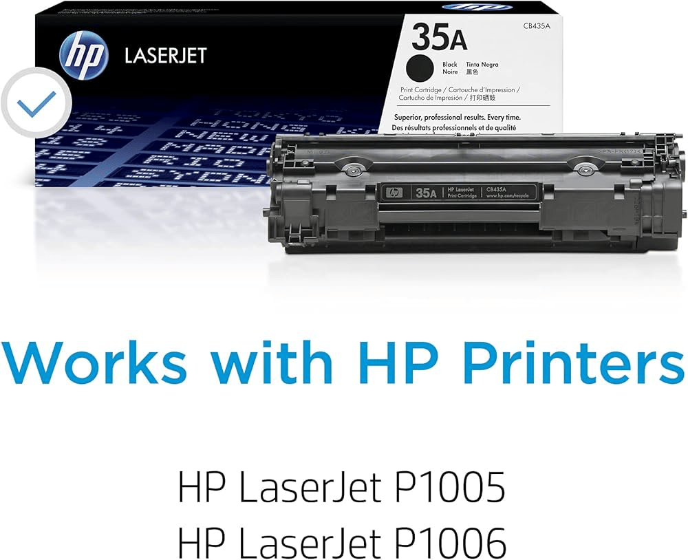 HP 35A Black Original LaserJet Toner Cartridge (CB435A) for HP LaserJet P1005, P1006, P1007, P1008 Printers view 2