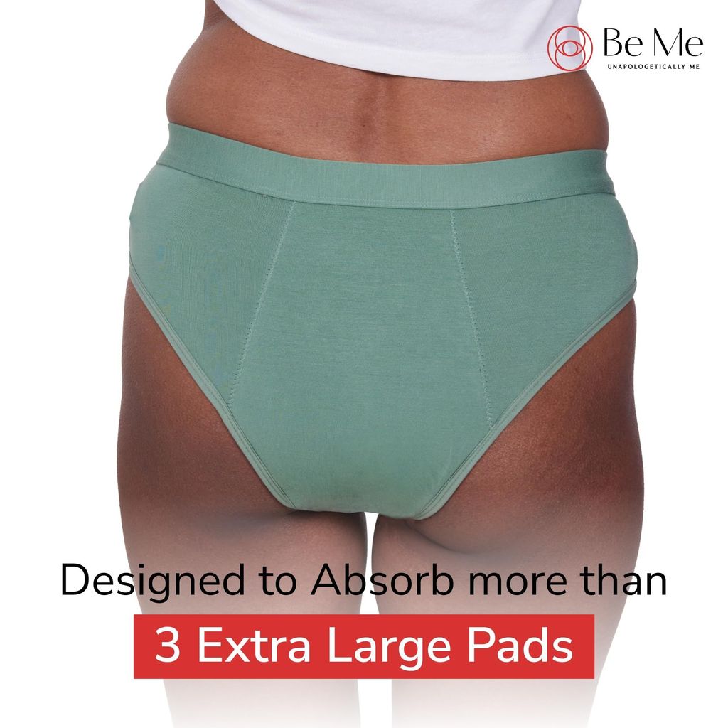 Be Me Period Panties for Women|Pack of 1|Mid Brief|Strong Leak Protection, Durable Design Underwear|Oeko-TEX, FDA Approved|Holds More Than 3 XL Pads view 2