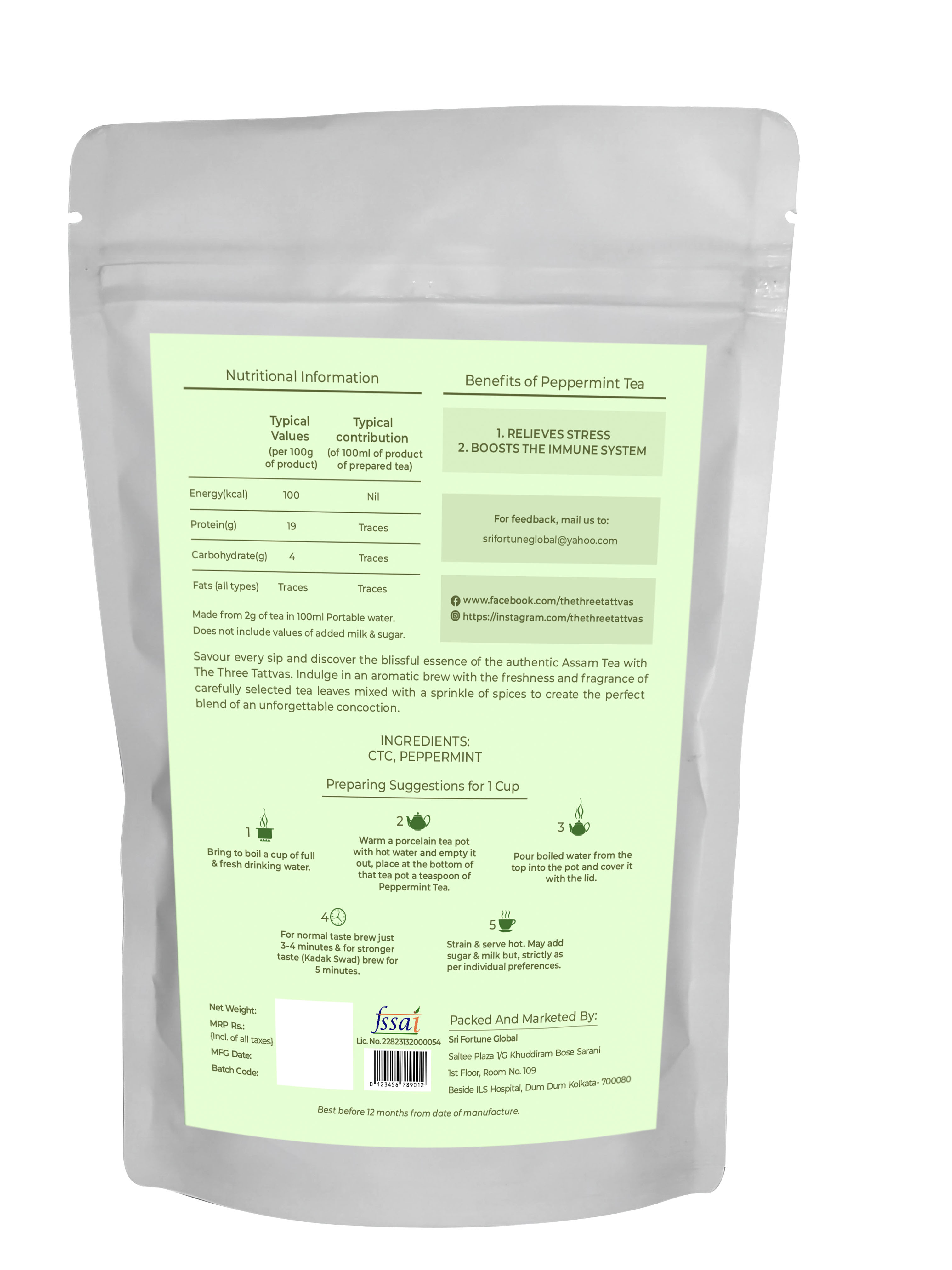 The Three Tattvas Peppermint Tea, 100 gm view 2