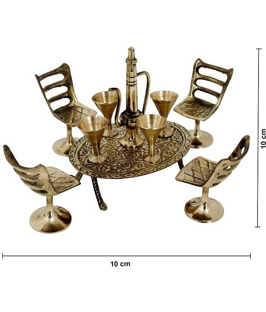 Fashion Bizz Handcrafted Brass Mini Chair Table Decorative Showpiece - 10 cm view 2