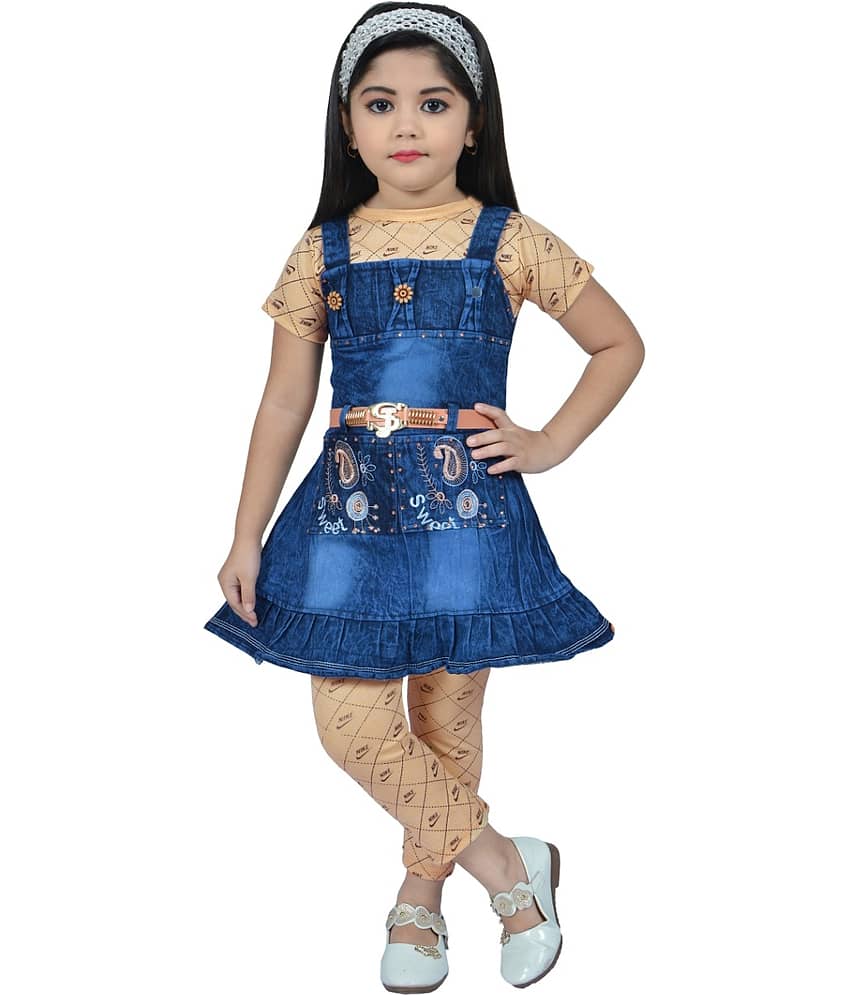 NewCollections Denim Dungarees For Girls ( Pack of 1 , Light Pink ) view 2