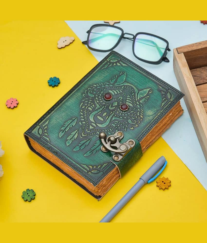 Leather Wolf Diary / notebook A5 Diary view 2