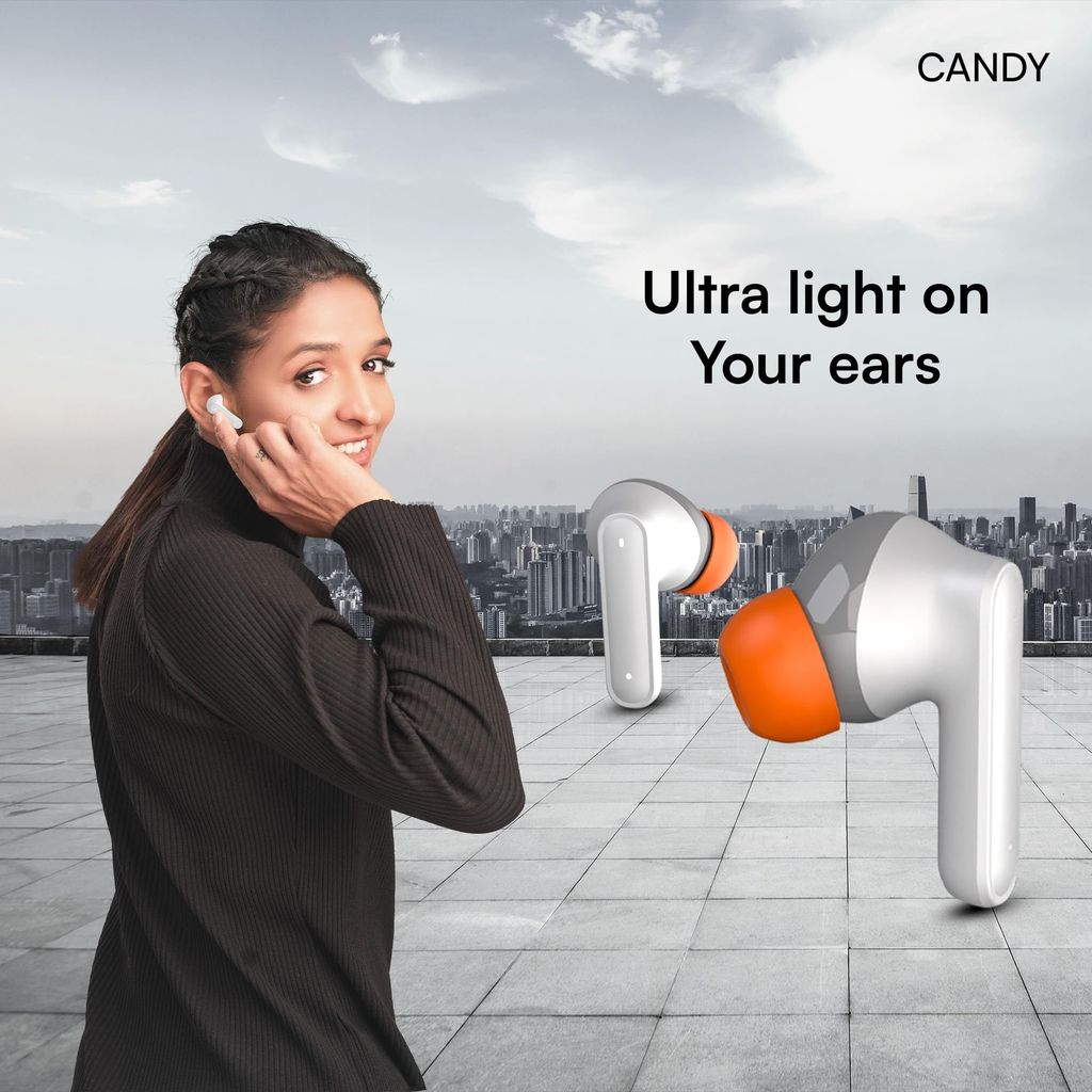 HAPIPOLA TWS Candy Immersive Audio | Ai-ENC | Bluetooth v5.2 13mm Driver | 100 Hours Stand-by 23 Hours Combined Playback | Touch Control Type C Interface | Good Bass view 2