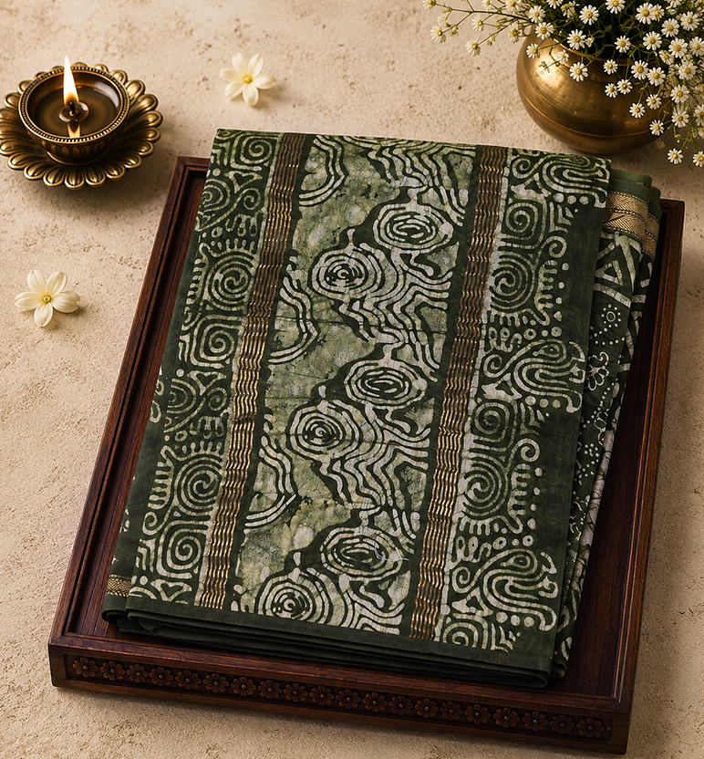 Handcrafted Batik Silk Cotton Saree