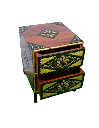 Wooden Brass Inlay Bedside view 2