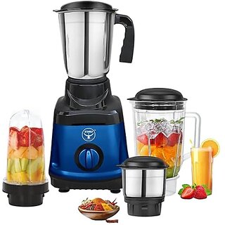 Starly Skypro 750 Watt Mixer Grinder with 4 Jars 3 Stainless Steel Jars 1 Juicer Jar Shockproof ABS Body Heavy Duty Motor Stainless Steel Blades Blue