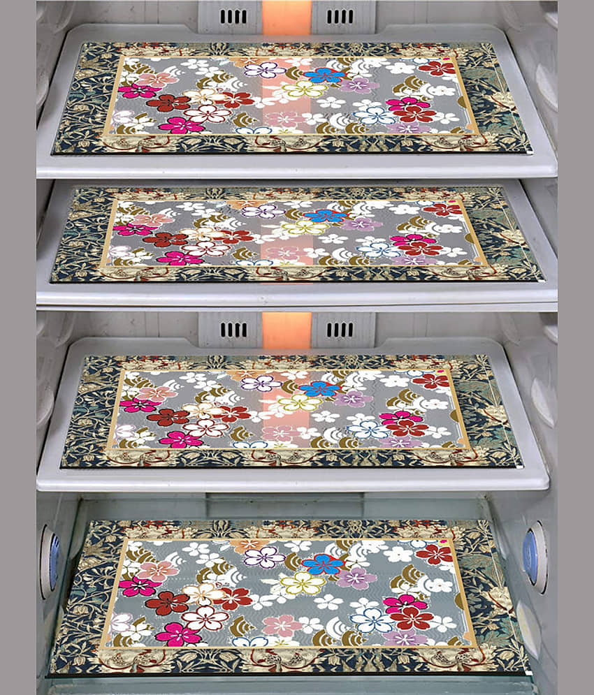 Crosmo Polyester Floral Fridge Mat & Cover ( 99 53 ) Pack of 7 - Multicolor view 2