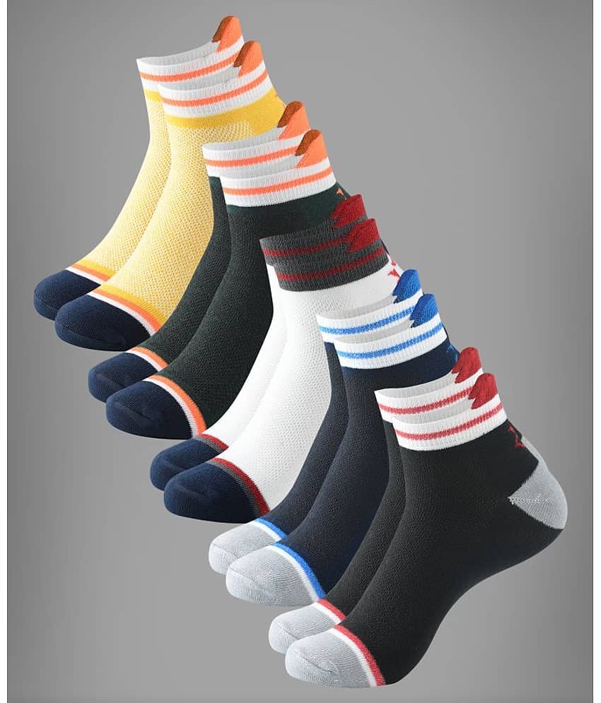 Brucella Blended Men's Self Design Multicolor Ankle Length Socks ( Pack of 5 )