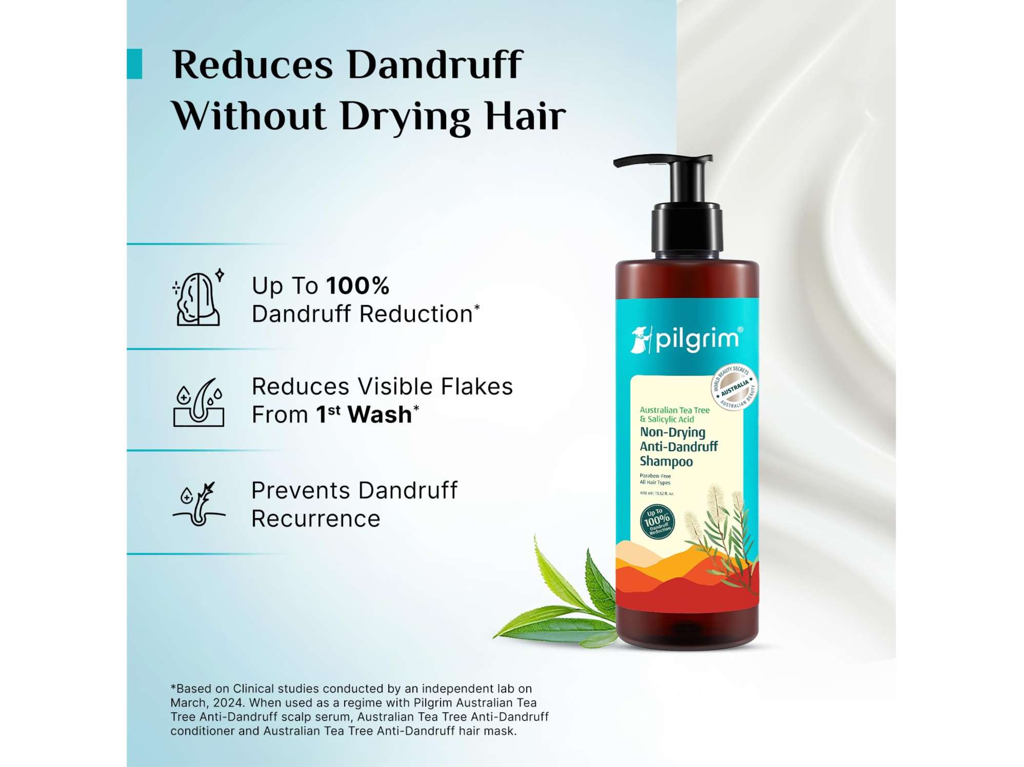 Pilgrim Australian Tea Tree Non-Drying Anti-Dandruff Shampoo - 400 Millilitre view 2