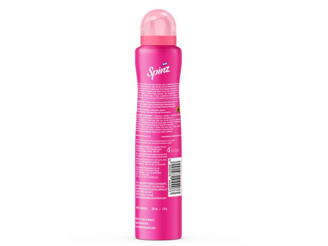 Spinz Exotic Perfumed Deo for Women Bulgarian Rose Fragrance Long Lasting Freshness, 24 Hours Protection from Odour causing Bacteria - 200 ml view 2