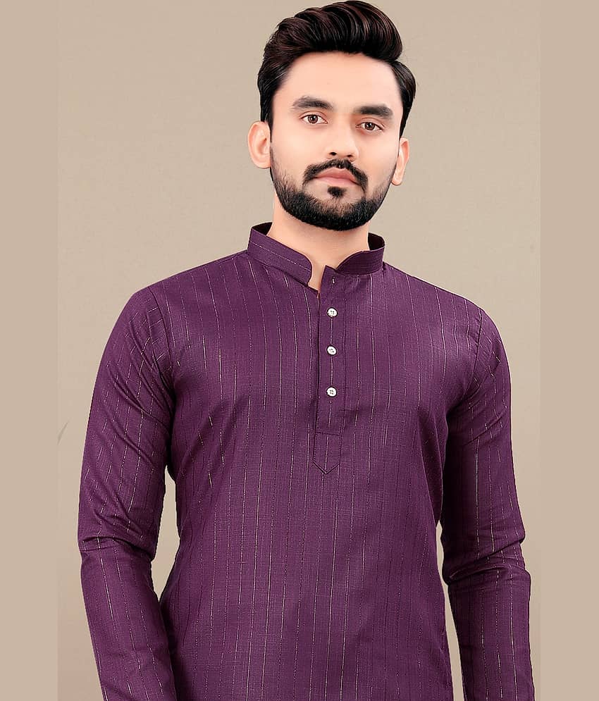 Balaji's Light Pink Cotton Relaxed Fit Men's Kurta Pyjama Set ( Pack of 1 ) view 2