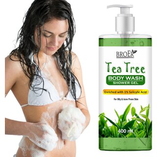 Broer Tea Tree Body Wash with Salicylic Acid - Antibacterial Oil Control Shower Gel (400 ml)