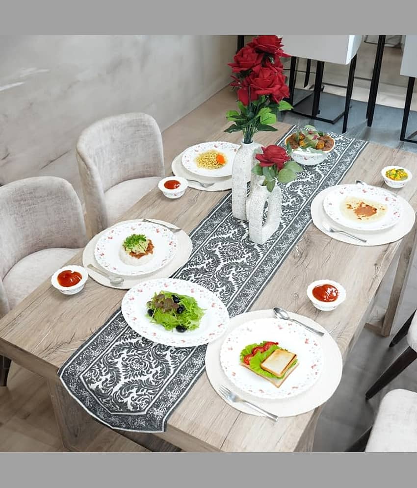 FURNISHING HUT Cotton 10 Seater Table Runner ( 180 cm x 34 cm ) Single - Gray view 2