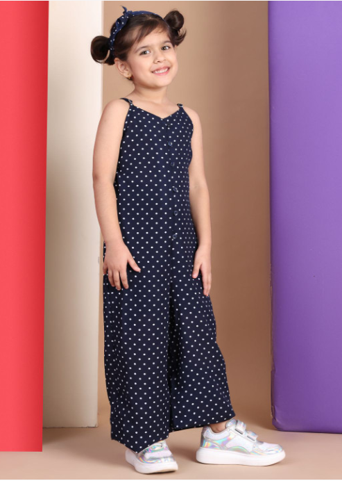 Girls Printed Basic Sleeveless Jumpsuit view 2