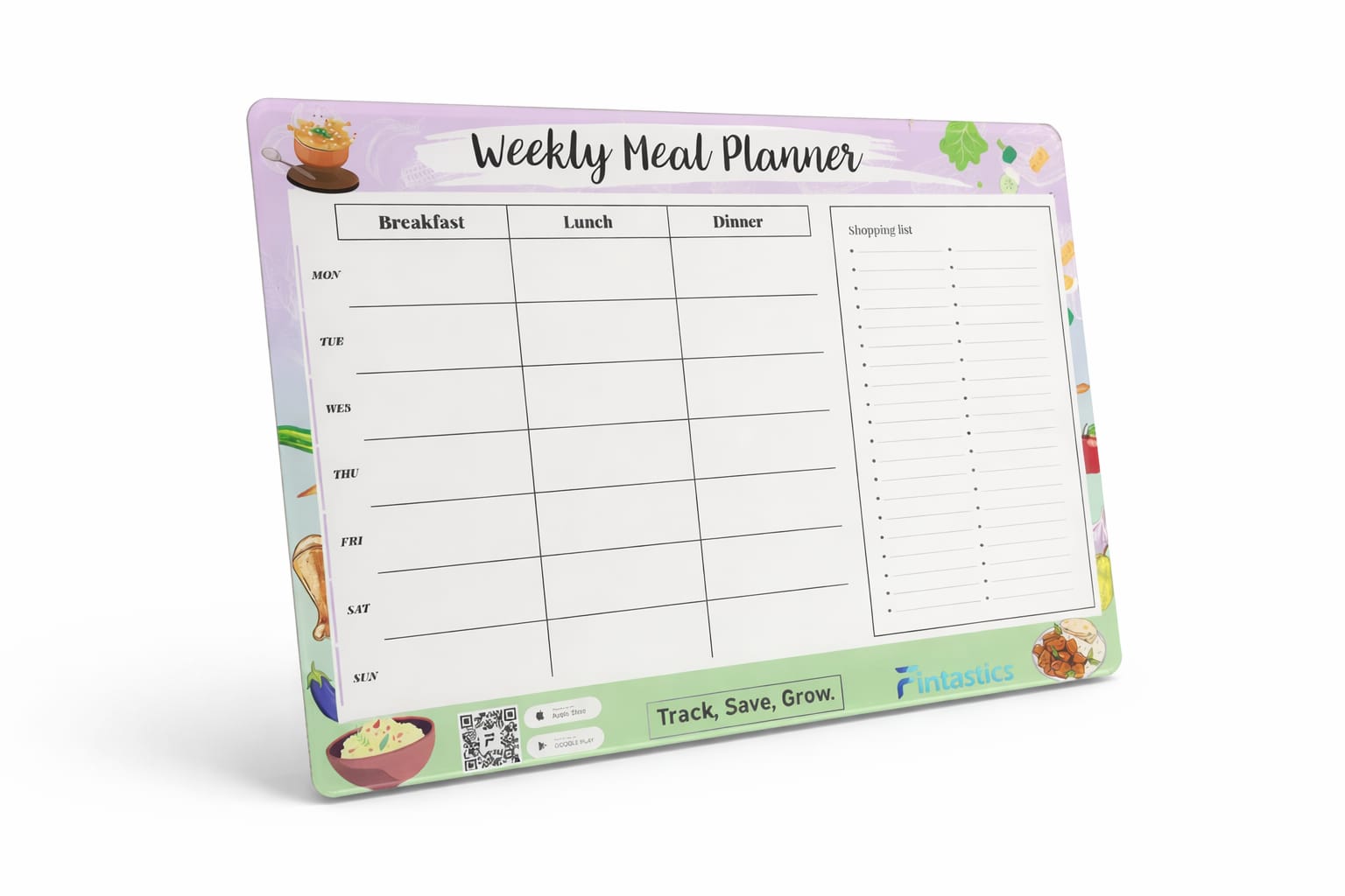 Fintastics Magnetic Weekly Meal Planner view 2