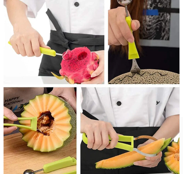 VillWin Green Plastic 4in1 Fruit Scoop ( Set of 1 ) view 2