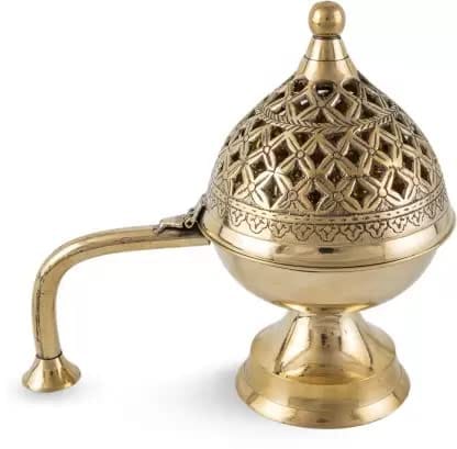 DOKCHAN Curated with Love Loban Burner Dhoop Dhuni Brass Table Diya Brass Incense Holder view 2