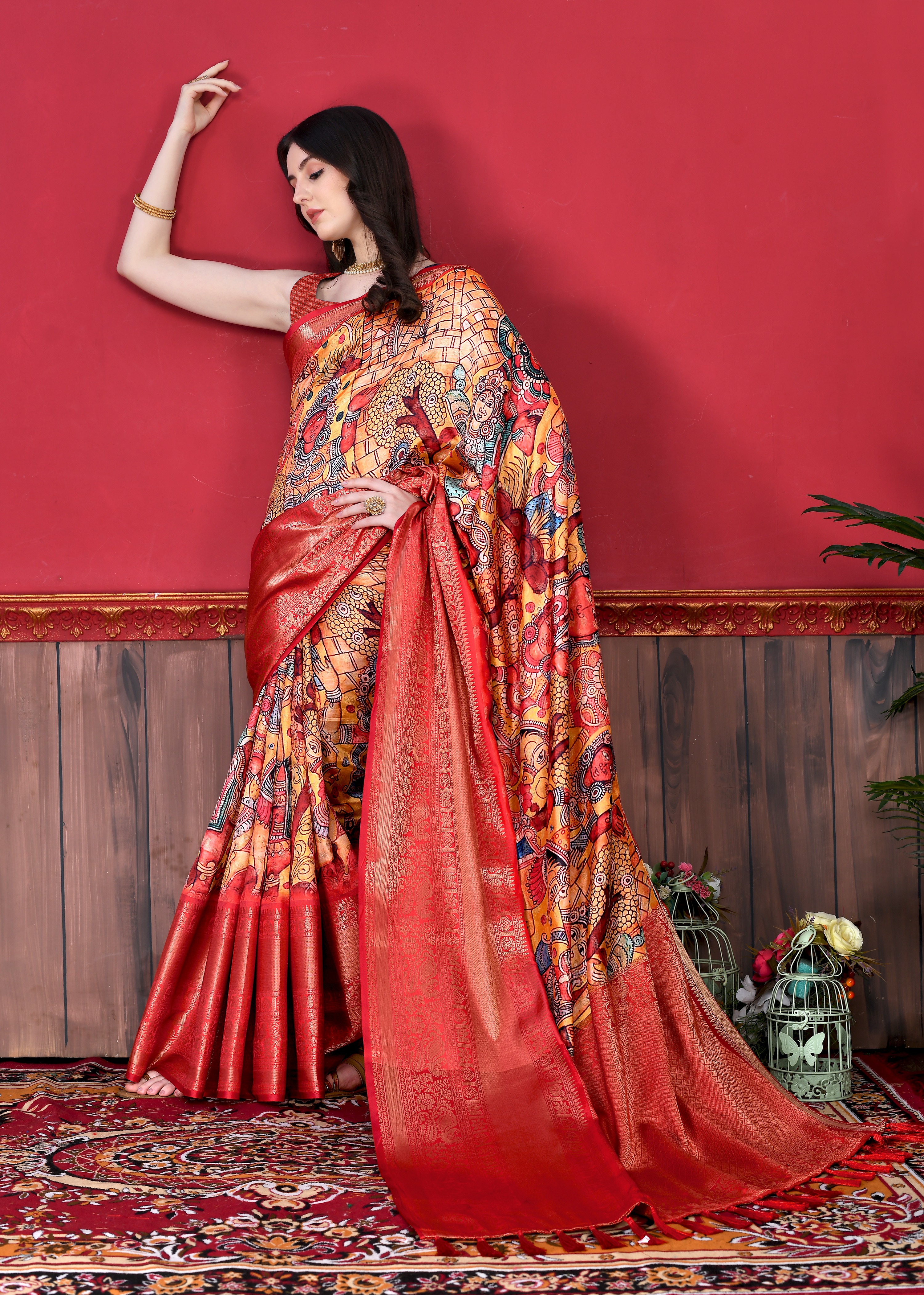 Yavira silk Women's Multi Printed Silk Blend Saree view 2